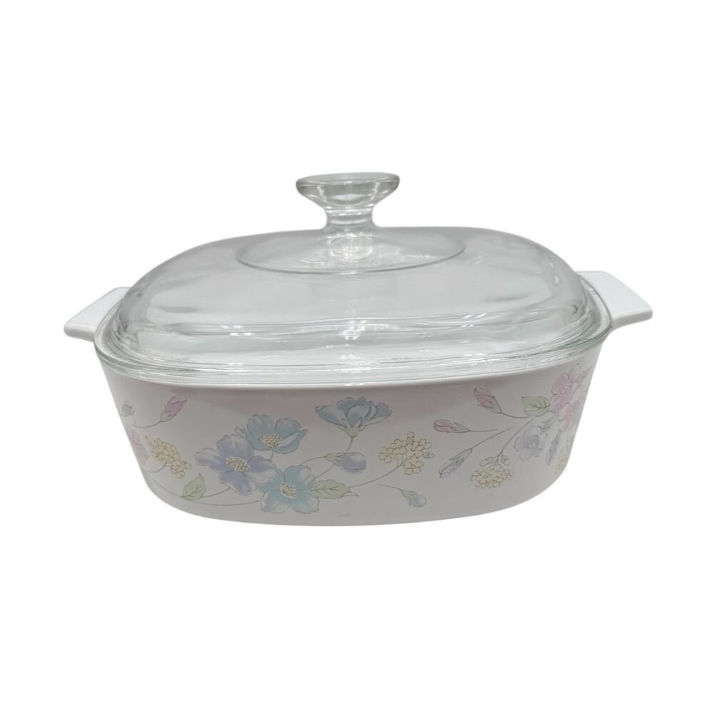 Corning Ware FLORAL PASTEL BOUQUET Casserole w/Lid‎ - 2.0 Qt A-2-B VGC